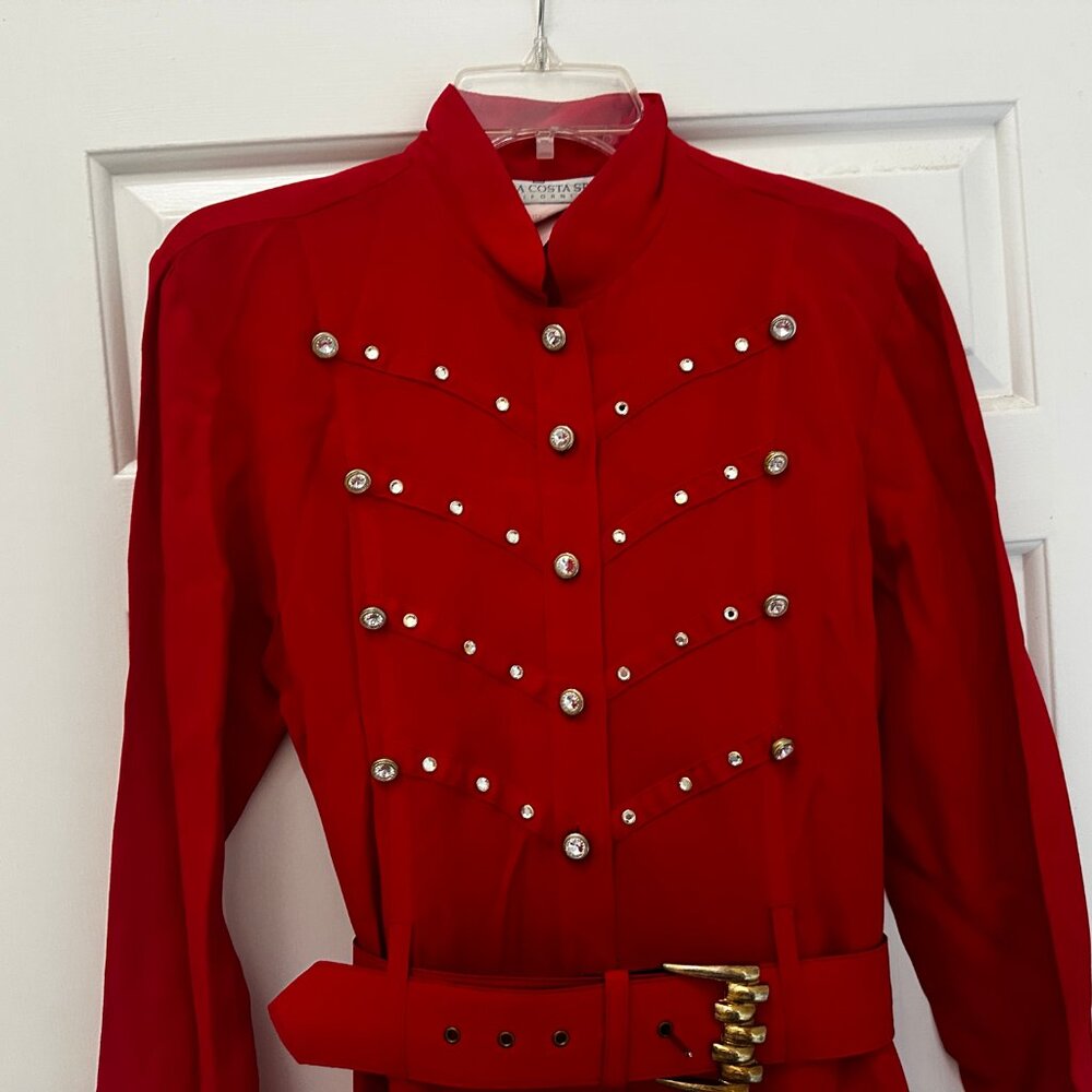Vintage 80s La Costa Spa Rhinestone Jumpsuit Size 8 Cocktail Glam USA